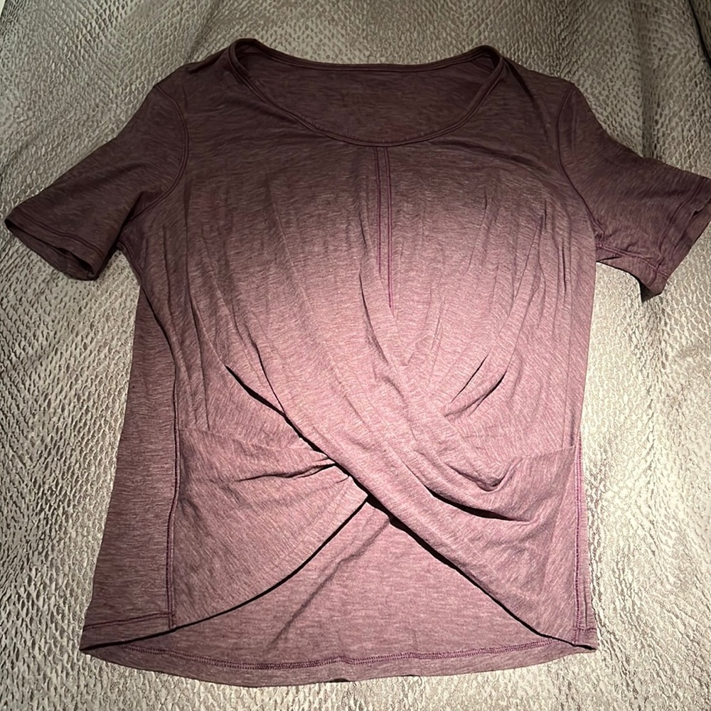 Lululemon purple tshirt with cropped front
